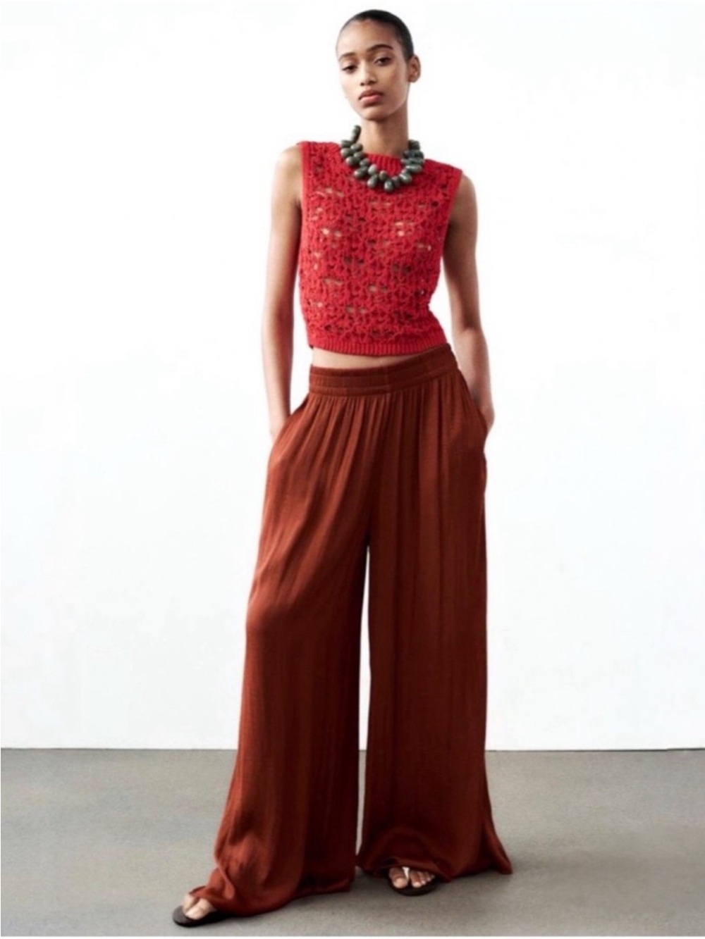 ZARA Women’s high waisted flowy wide leg pants🔥🔥 - Picture 4 of 9